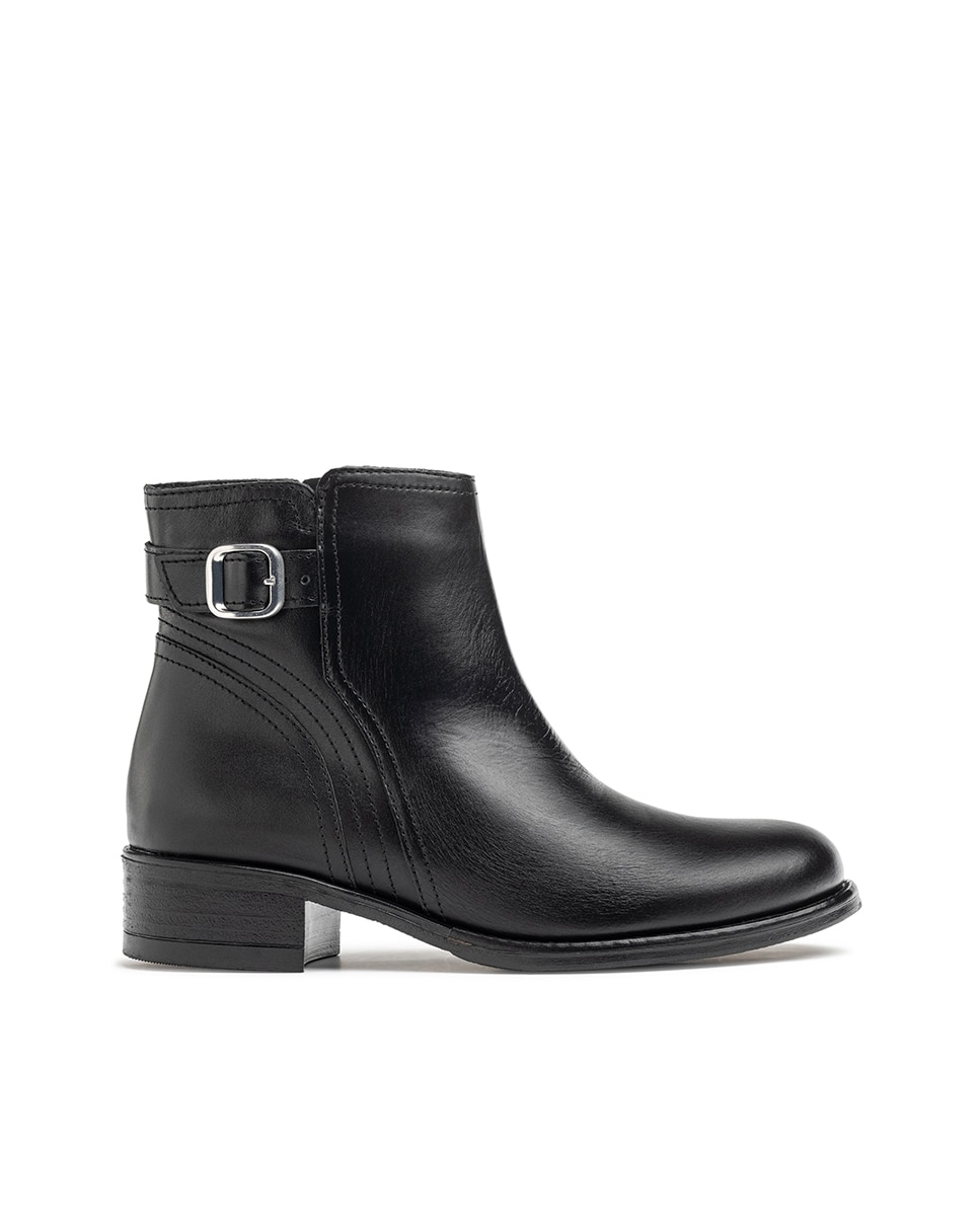 Botins Rasos de Pele Preto-1