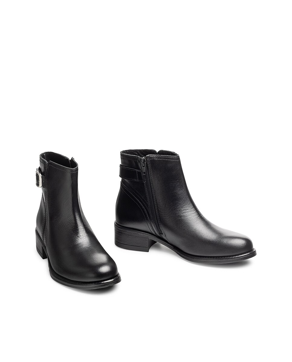 Botins Rasos de Pele Preto-5