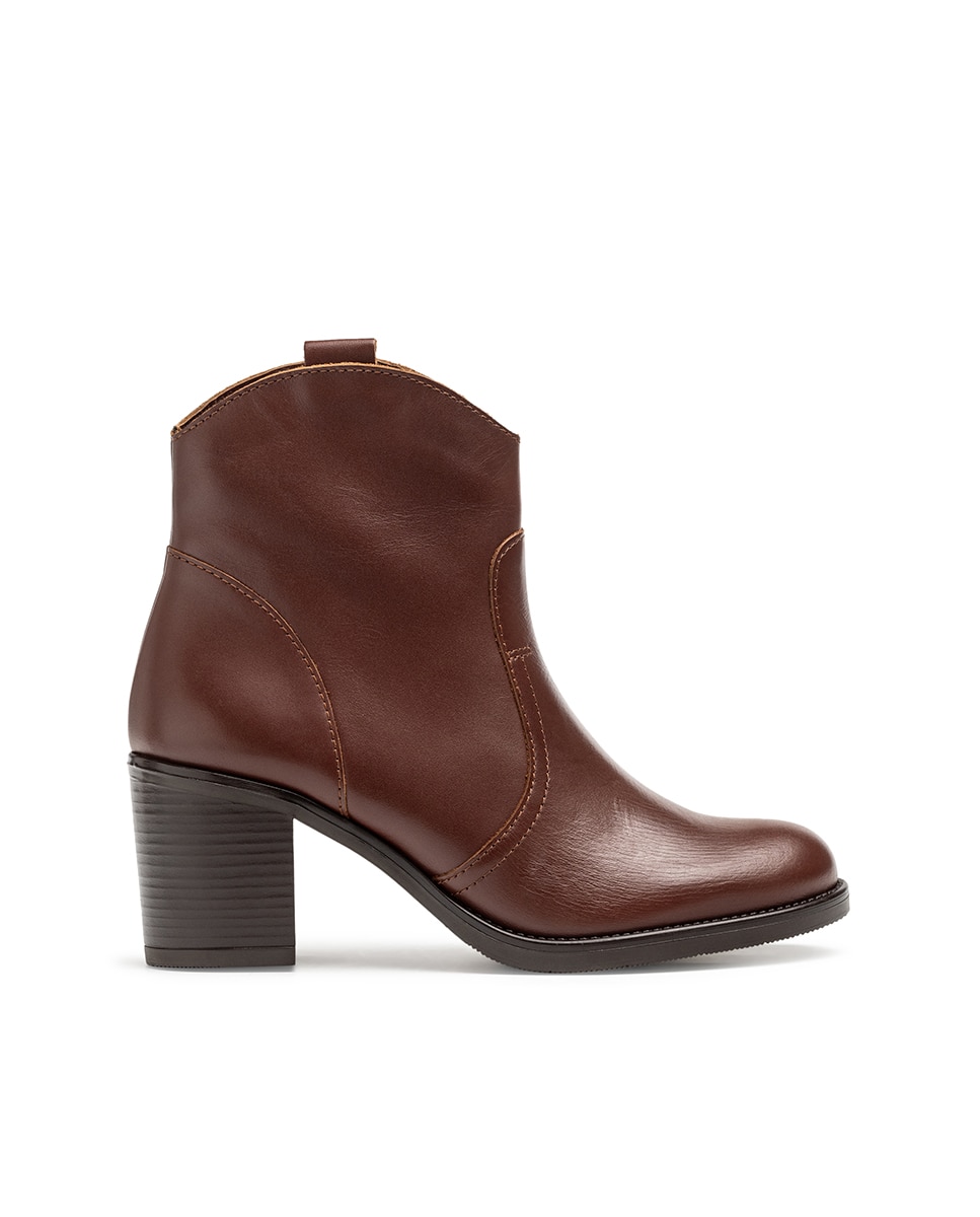 Botins de Salto em Pele Castanho-1
