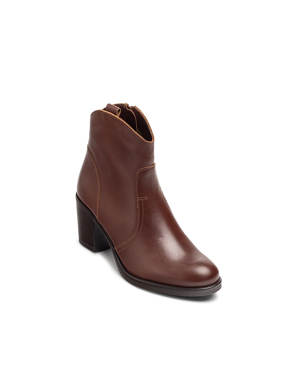 Botins de Salto em Pele Castanho-3