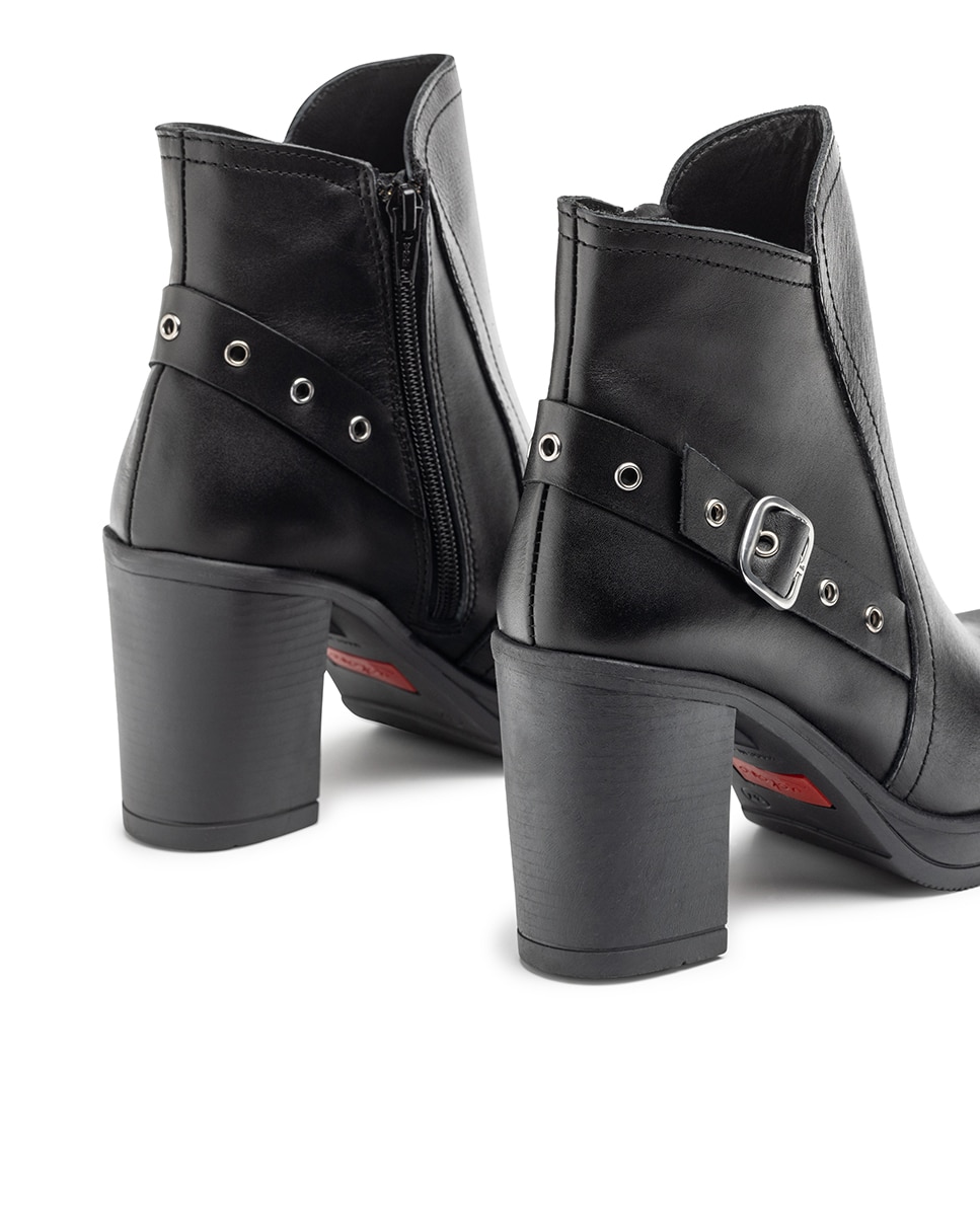 Botins de Salto de Pele Preto-2