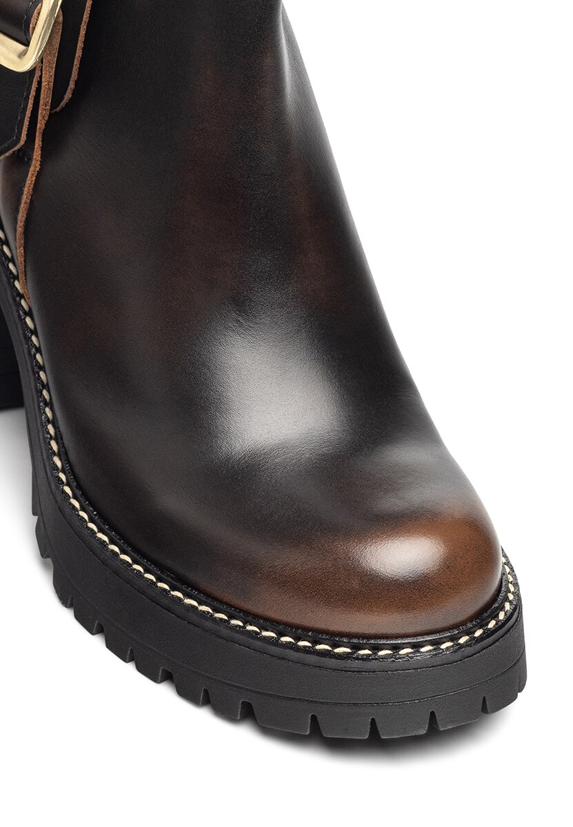 Botins de Salto em Pele Castanho-escuro-4