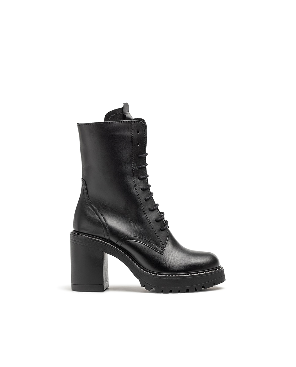 Botins de Salto em Pele Preto-1