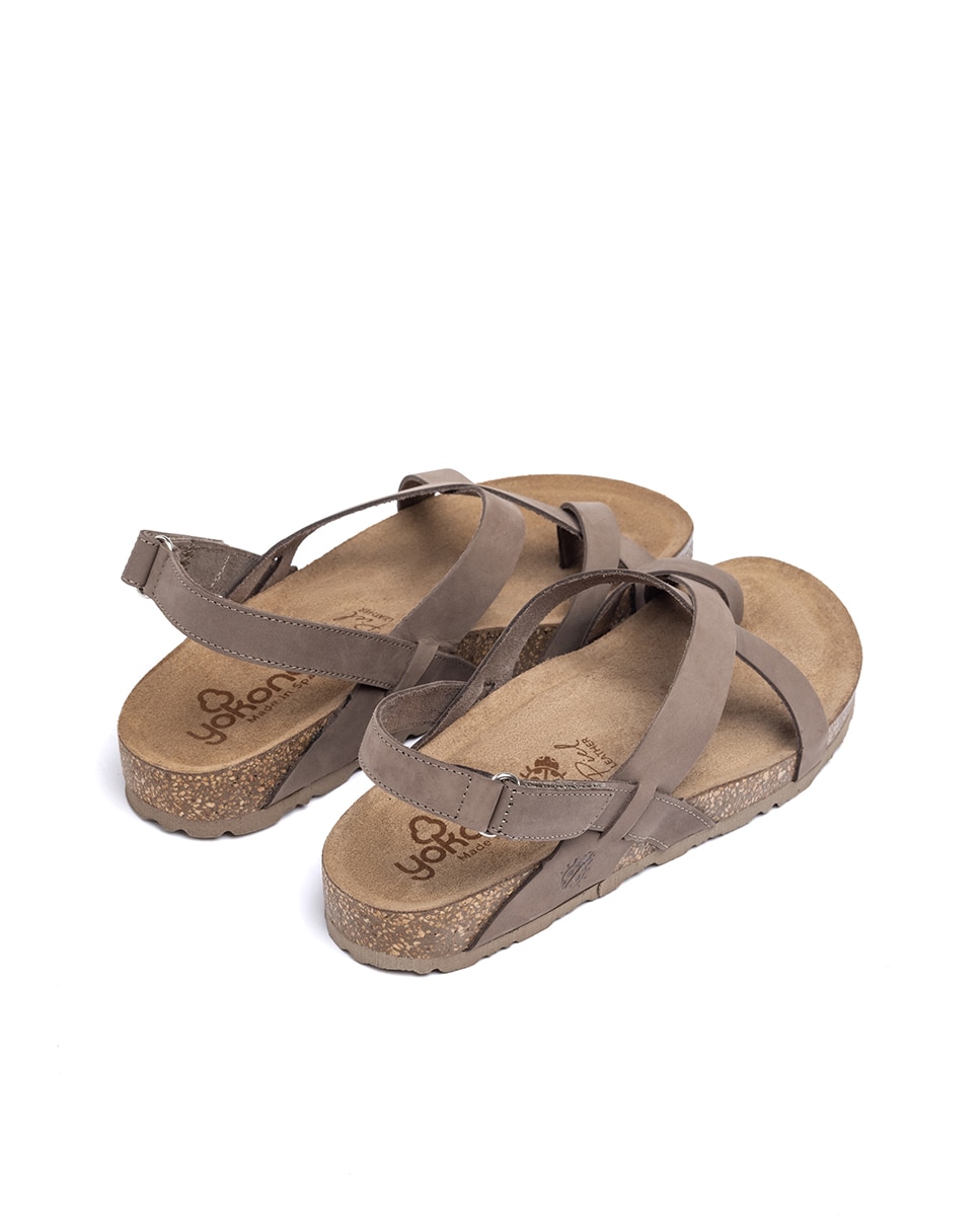 Sandálias Rasas de Pele Castanho-2