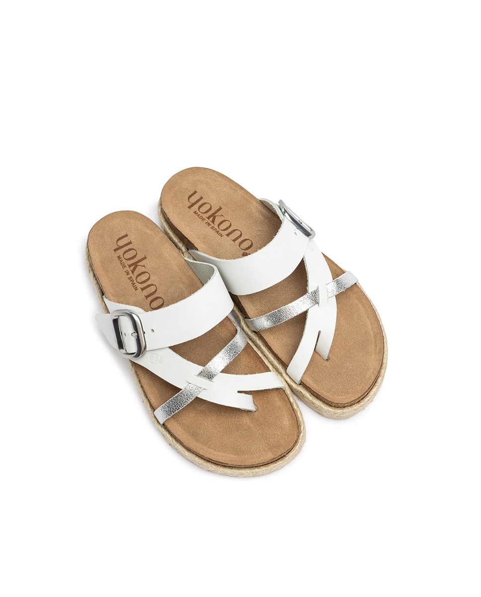 Sandálias Rasas de Pele Branco-6