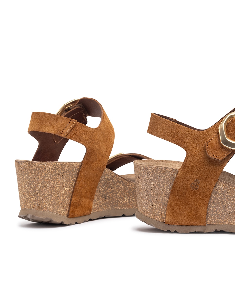 Sandálias de Cunha em Pele Castanho-3