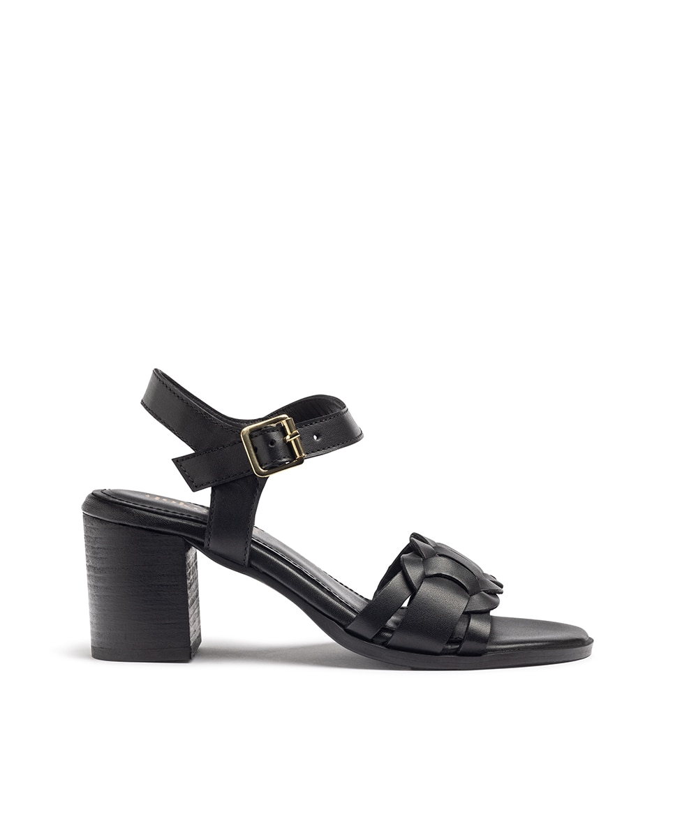 Sandálias de Salto em Pele Preto-1