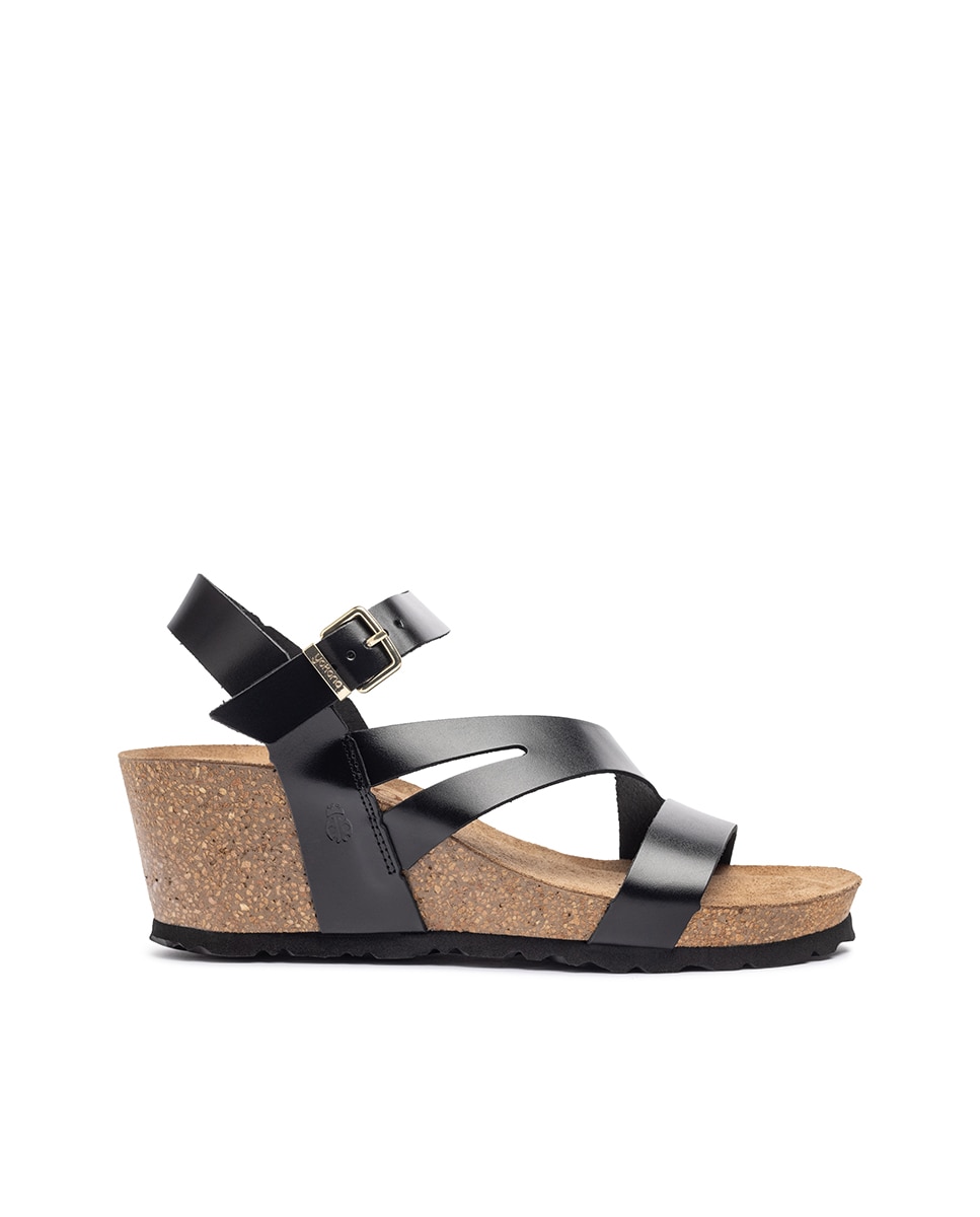 Imagem 0 de Sandálias de Cunha em Pele