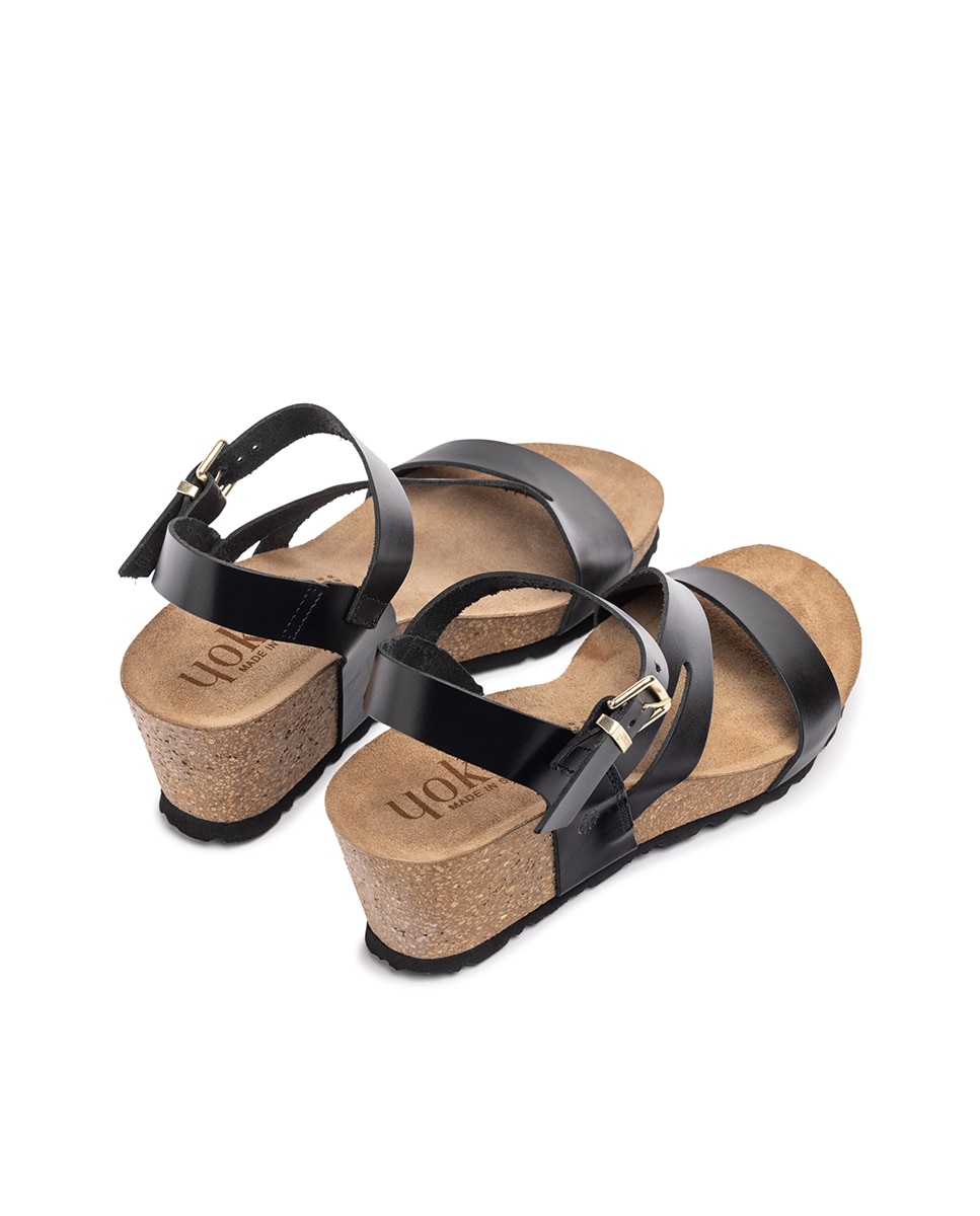 Sandálias de Cunha em Pele Preto-2