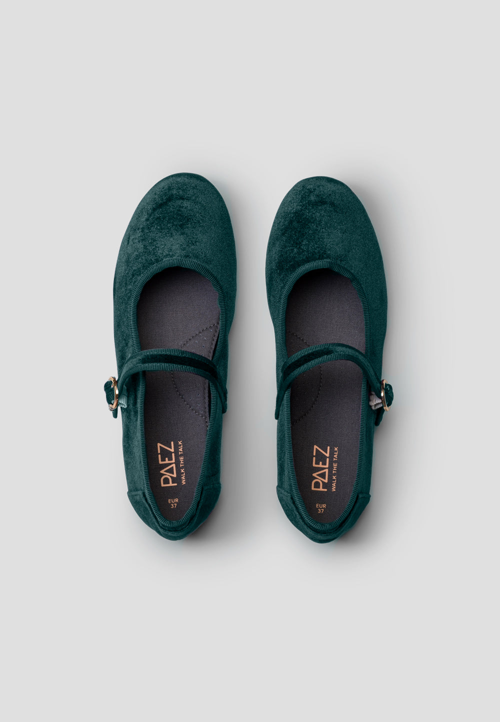Mary Jane Velvet Evergreen Verde-escuro-3