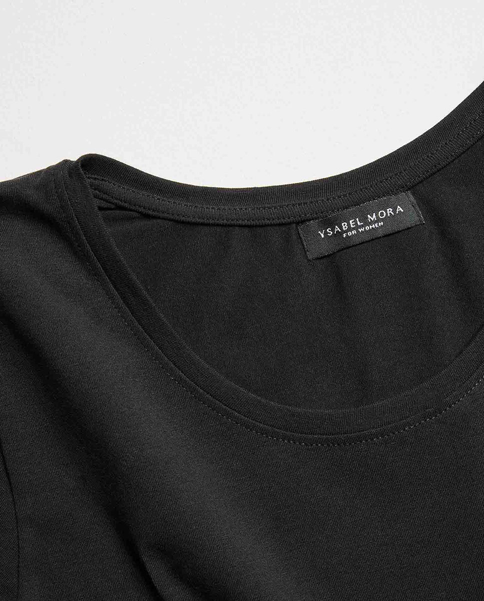 T-shirt Interior Básica de Manga Comprida Preto-4