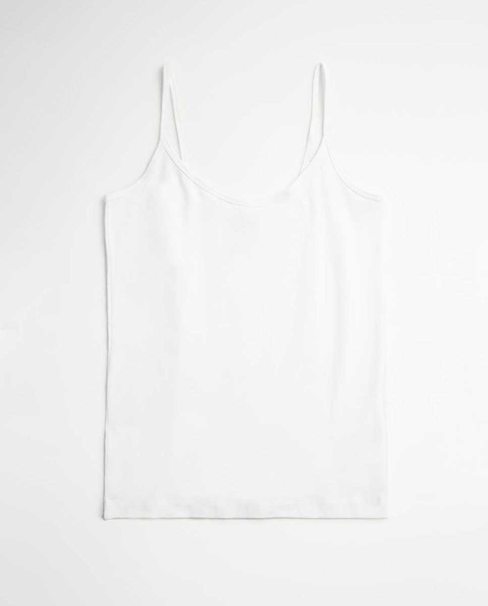 T-shirt Interior de Alças Finas de Algodão Branco-3
