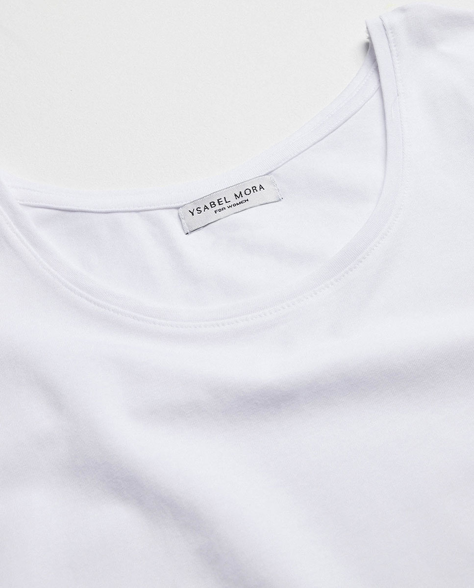 T-shirt Interior de Manga Curta em Algodão Branco-4