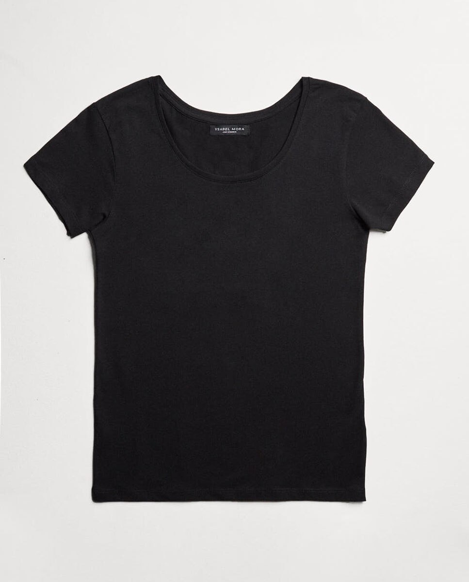T-shirt Interior de Manga Curta em Algodão Preto-3