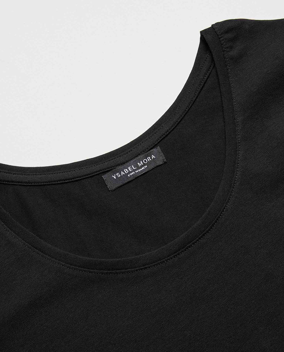 T-shirt Interior de Manga Curta em Algodão Preto-4