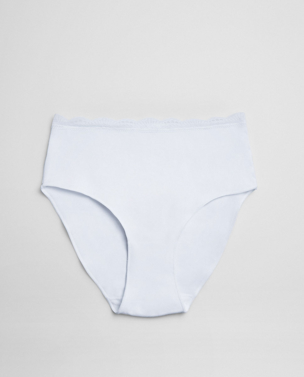 Cueca Alta Algodão Branco-5
