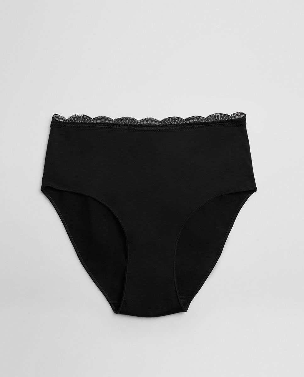 Cueca Alta Algodão Preto-4