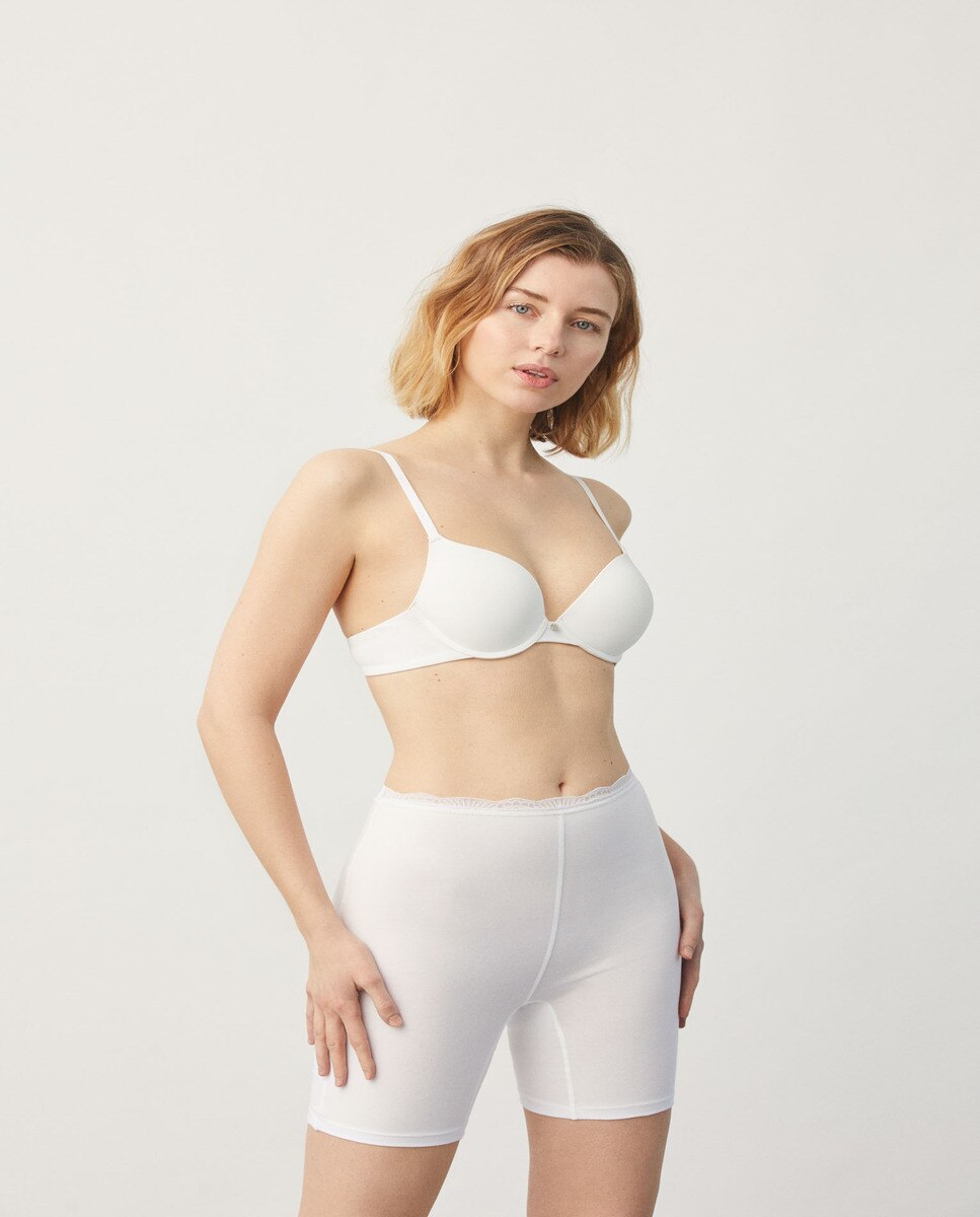 Culotte Antirroce de Algodão com Blonda Branco-2