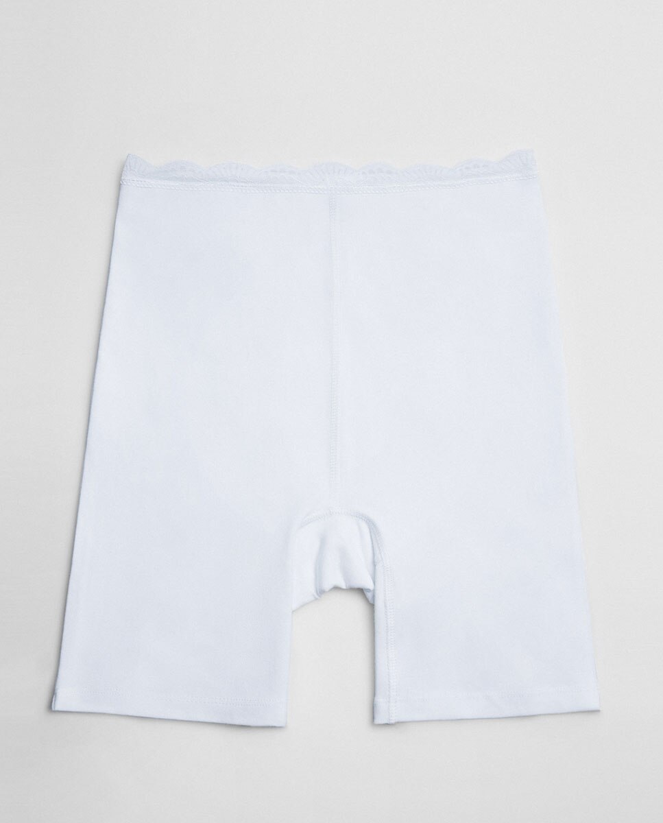 Culotte Antirroce de Algodão com Blonda Branco-4