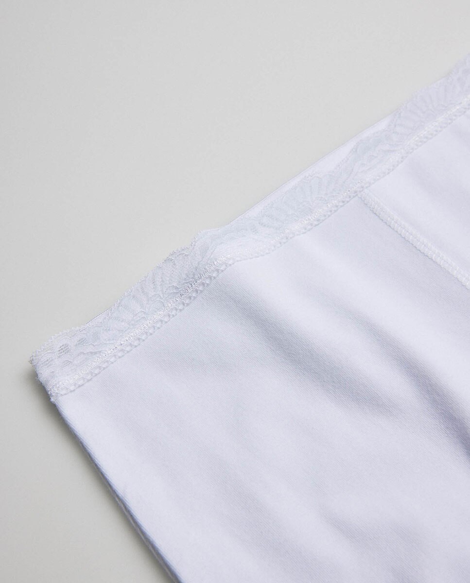 Culotte Antirroce de Algodão com Blonda Branco-5