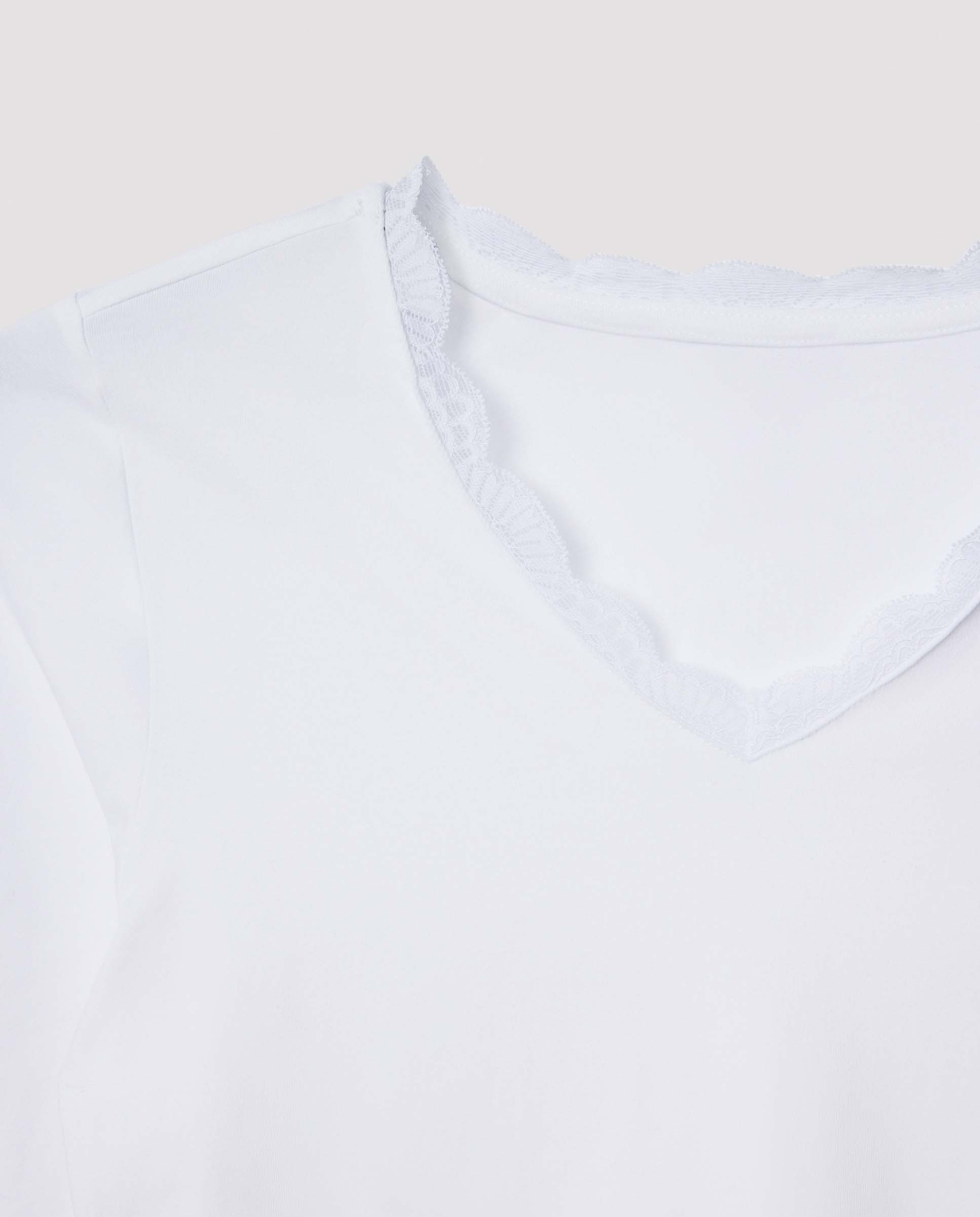 T-shirt Interior Básica Lencera de Manga Comprida em Algodão Branco-4