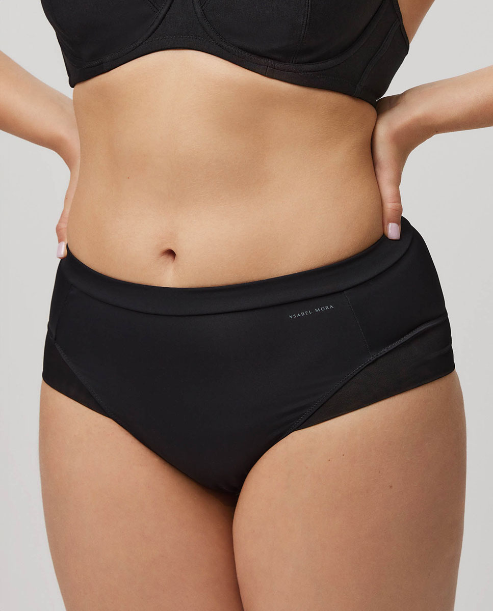 Cueca Alta com Detalhes de Tule Preto-1