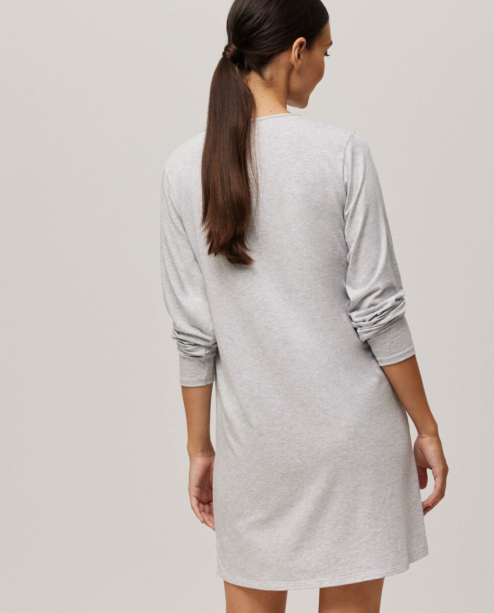 Camisa de Dormir de Maternidade de Manga Comprida Cinzento-claro-2