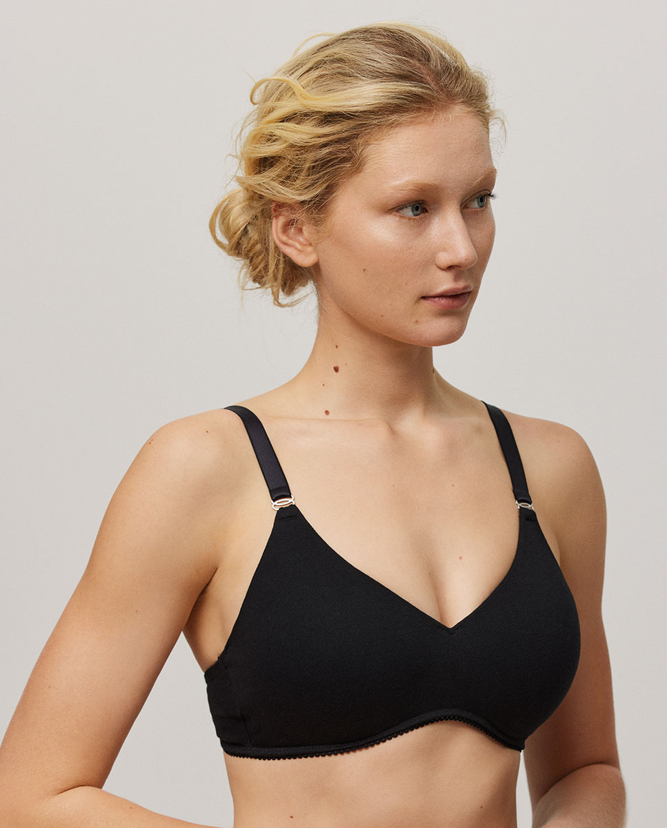 Soutien sem Aro Pushup Algodão Orgânico Copas B e C Preto-1
