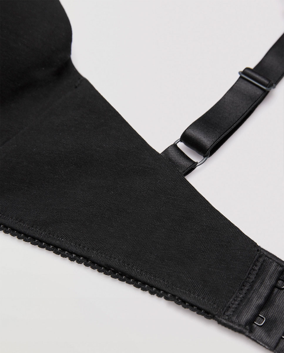 Soutien sem Aro Pushup Algodão Orgânico Copas B e C Preto-6