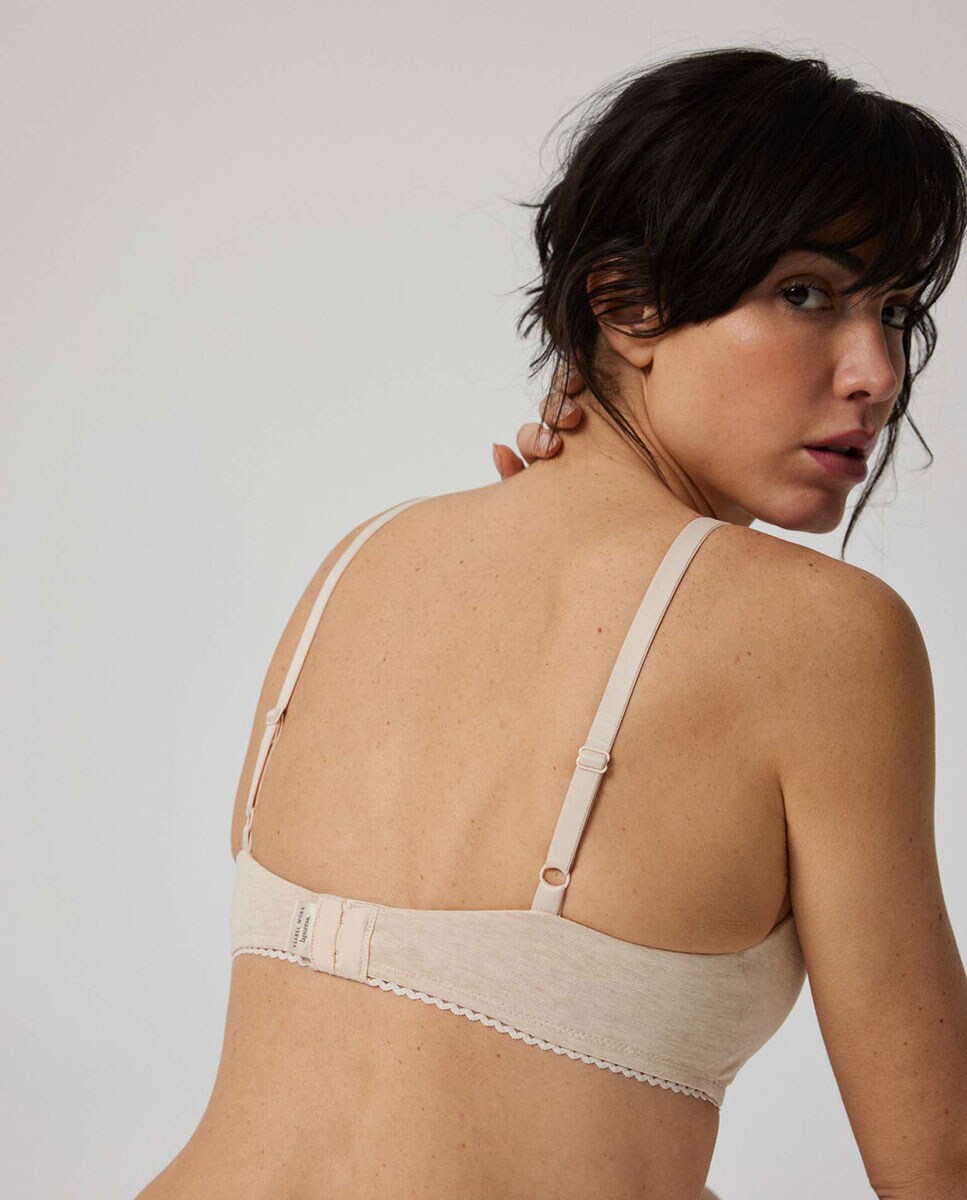 Soutien sem Aro Pushup Algodão Orgânico Copas B e C Castanho-claro-3