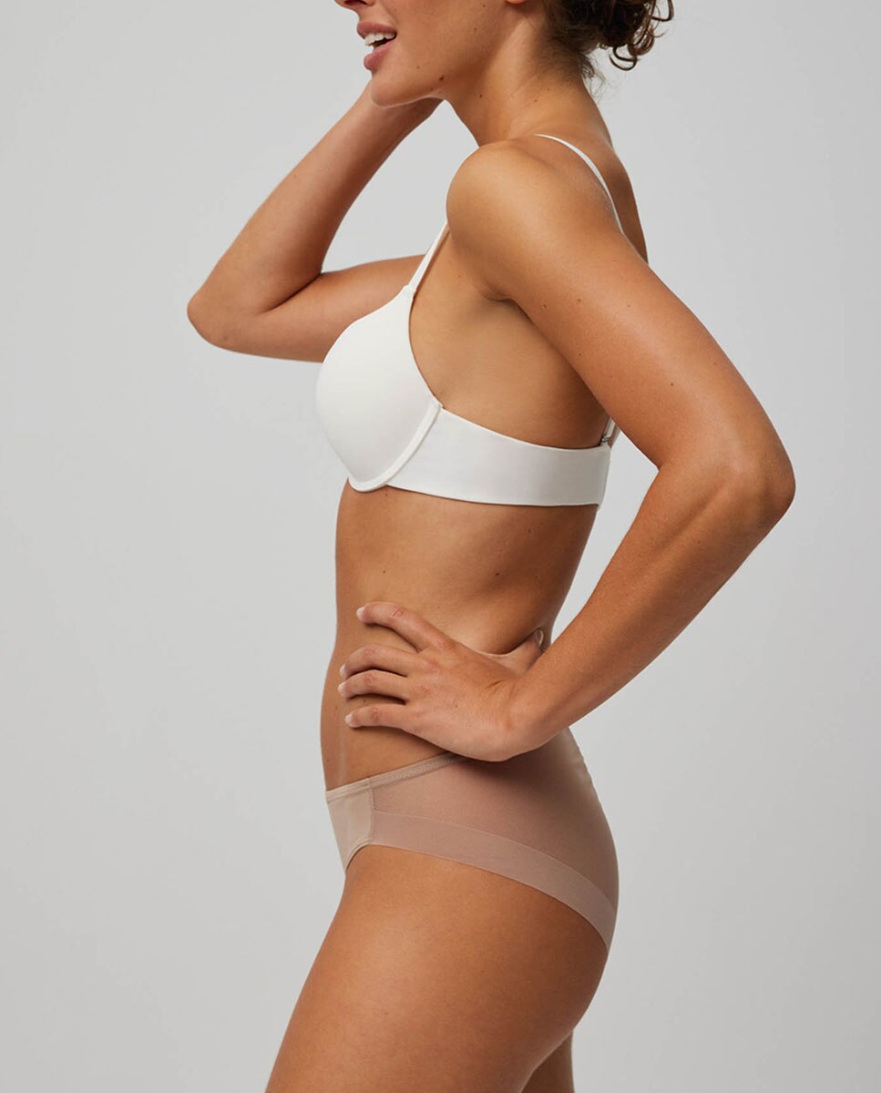 Cueca Mini com Detalhes de Tule Castanho-3