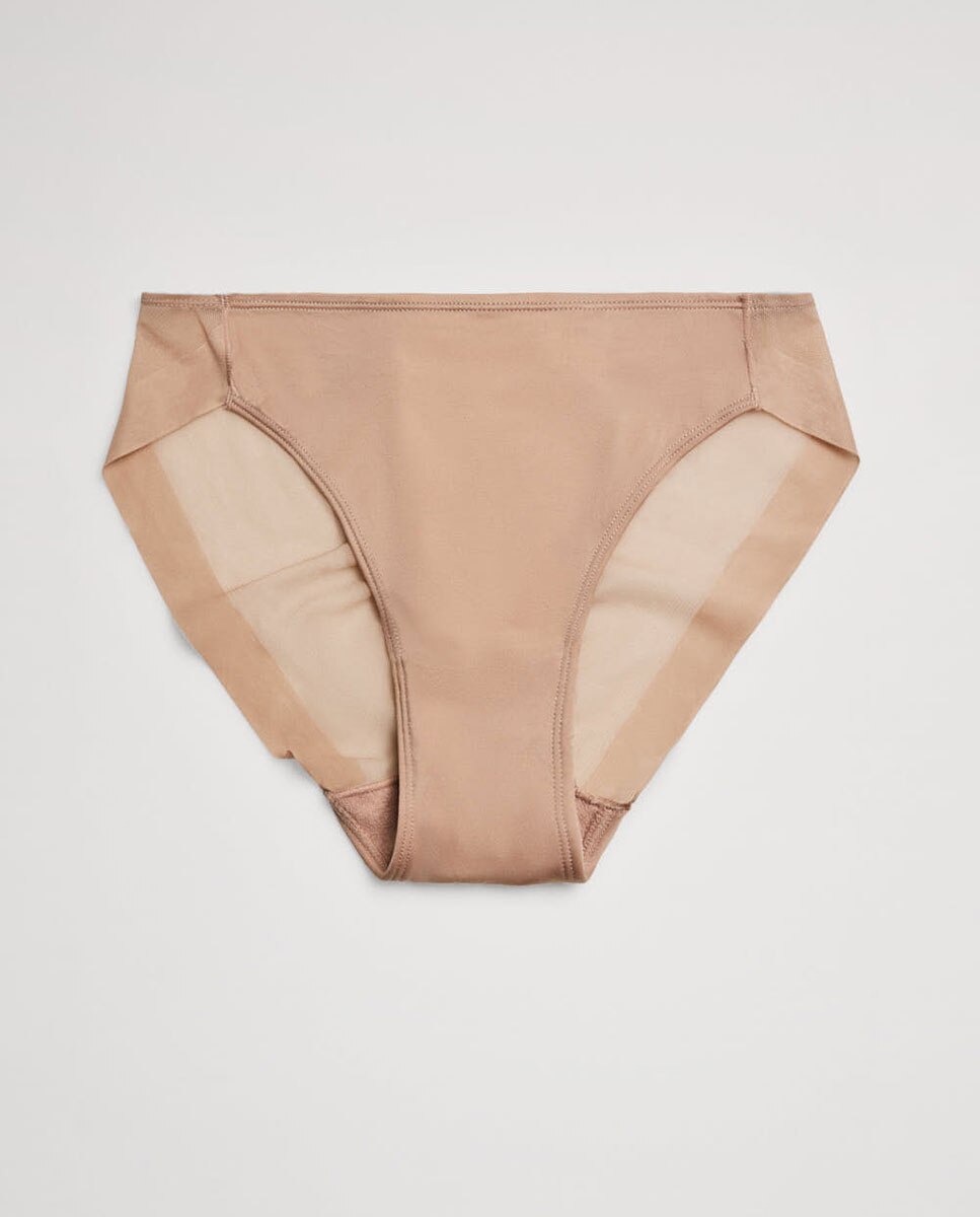 Cueca Mini com Detalhes de Tule Castanho-4