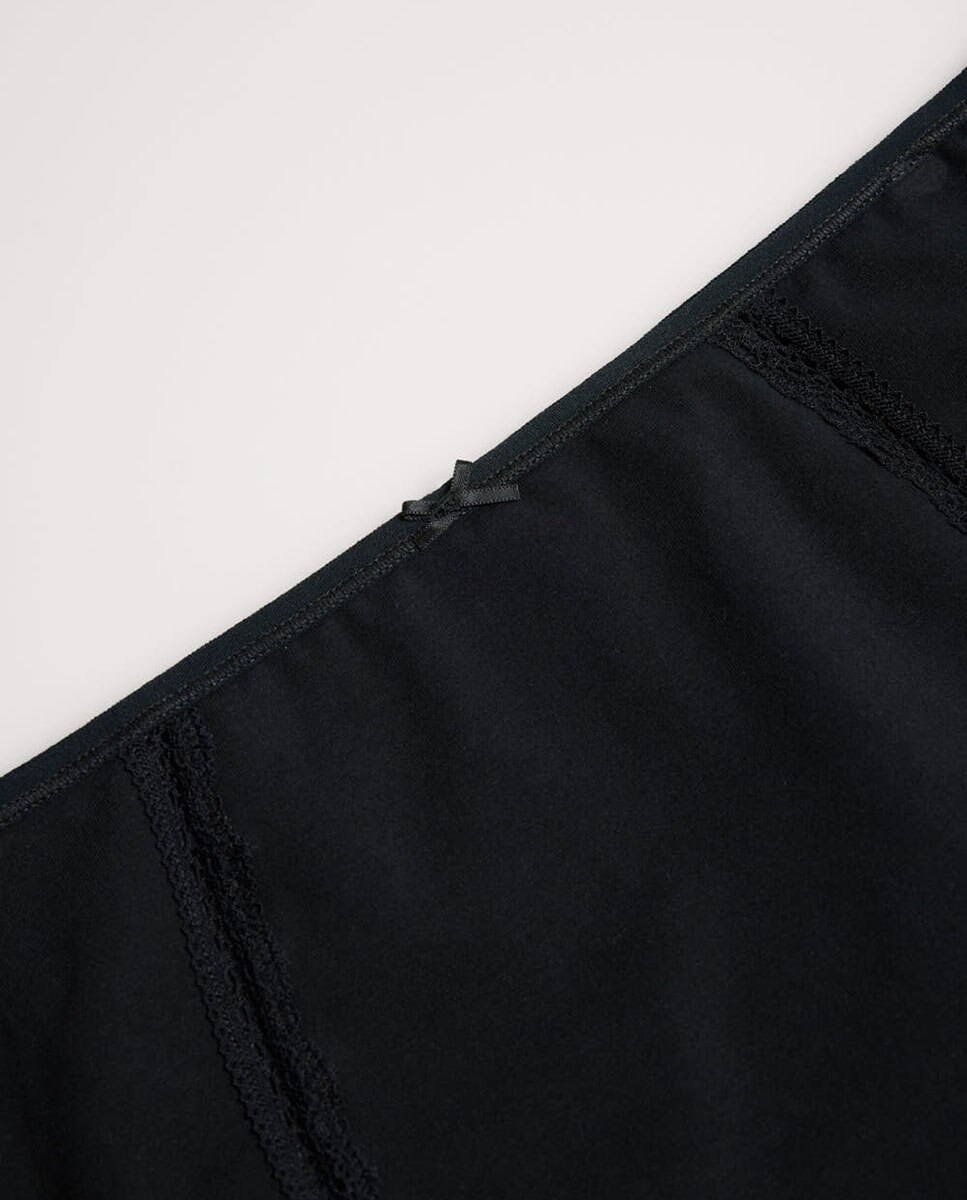 Cueca Alta de Controlo com Laço Decorativo Preto-1