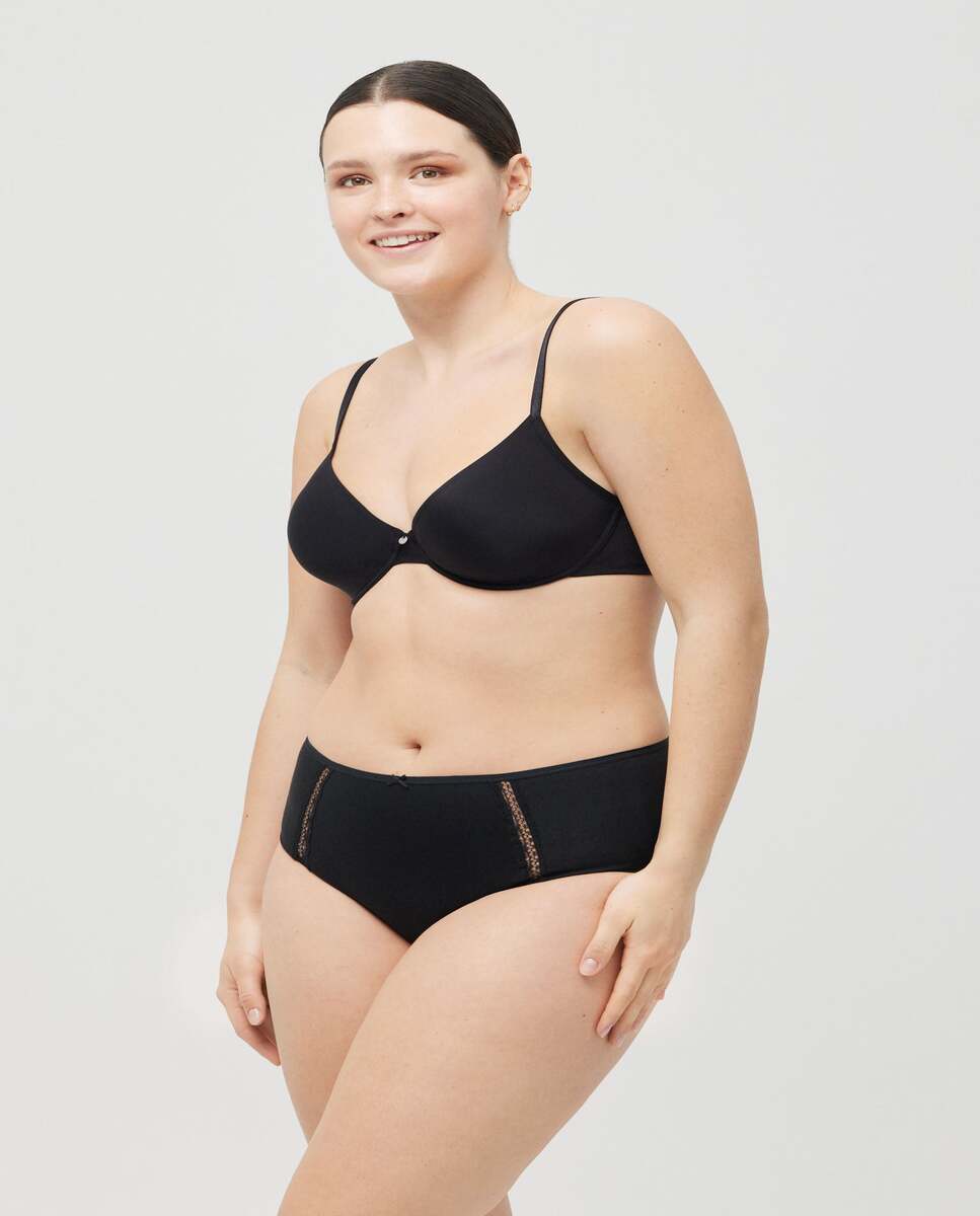 Cueca Alta de Controlo com Laço Decorativo Preto-4