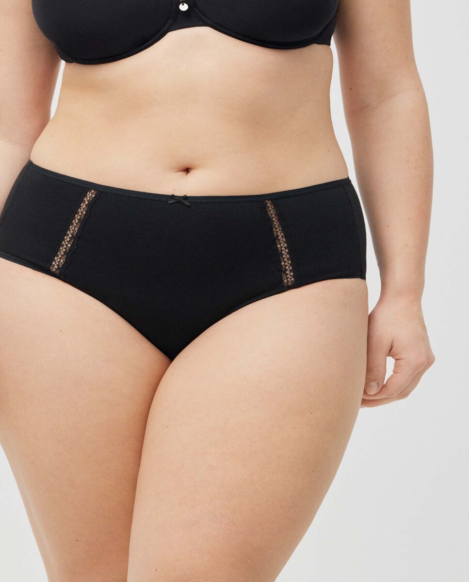 Cueca Alta de Controlo com Laço Decorativo Preto-6
