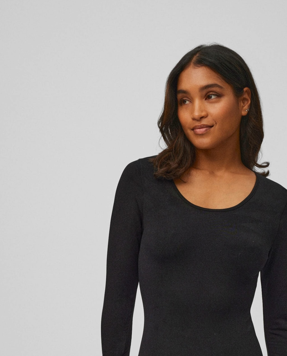 T-shirt Térmica de Manga Comprida Interior Felpudo Preto-2