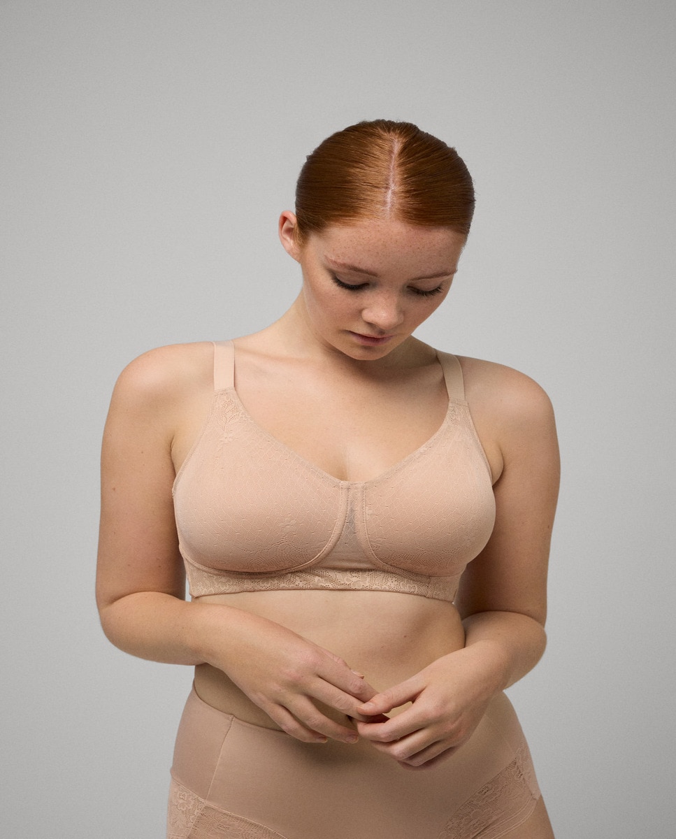 Soutien Redutor sem Aro sem Forro com Design de Renda Nude-1