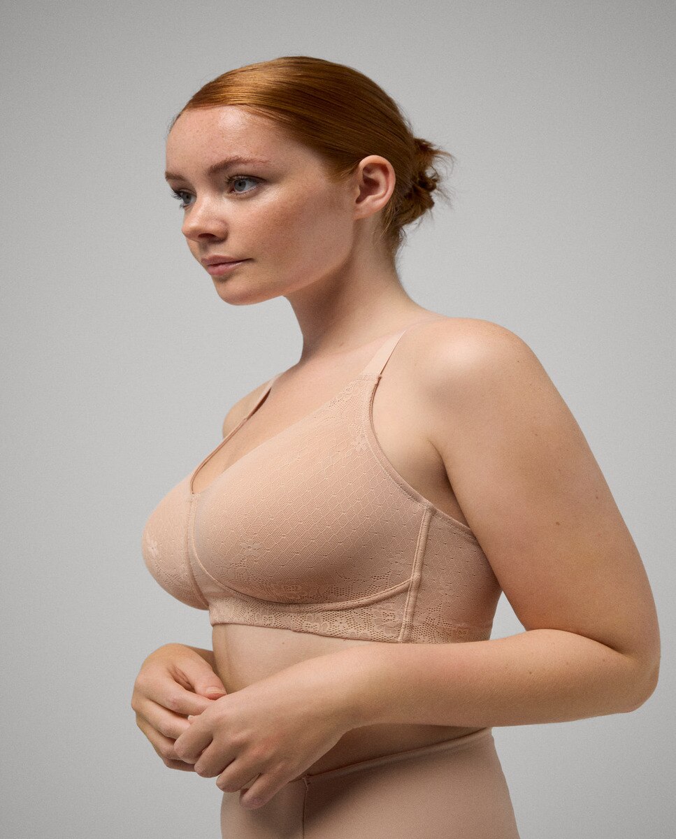 Soutien Redutor sem Aro sem Forro com Design de Renda Nude-3