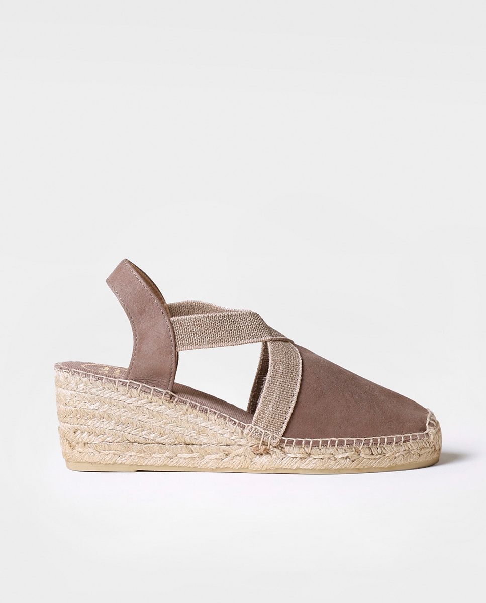 Alpercatas de Cunha em Camurça com Elásticos Castanho-1