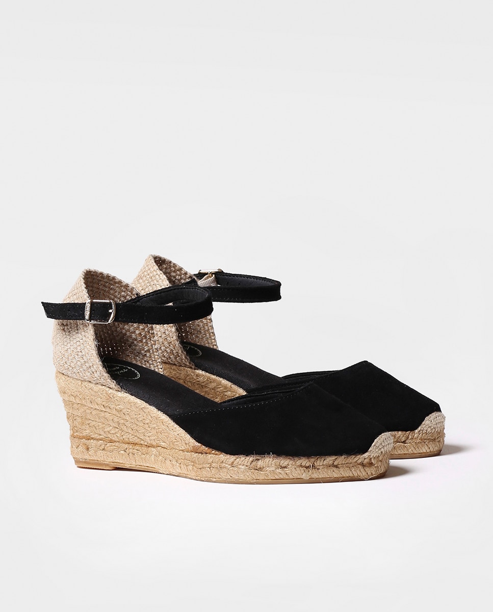 Alpercatas de Cunha em Camurça com Fivela Preto-2