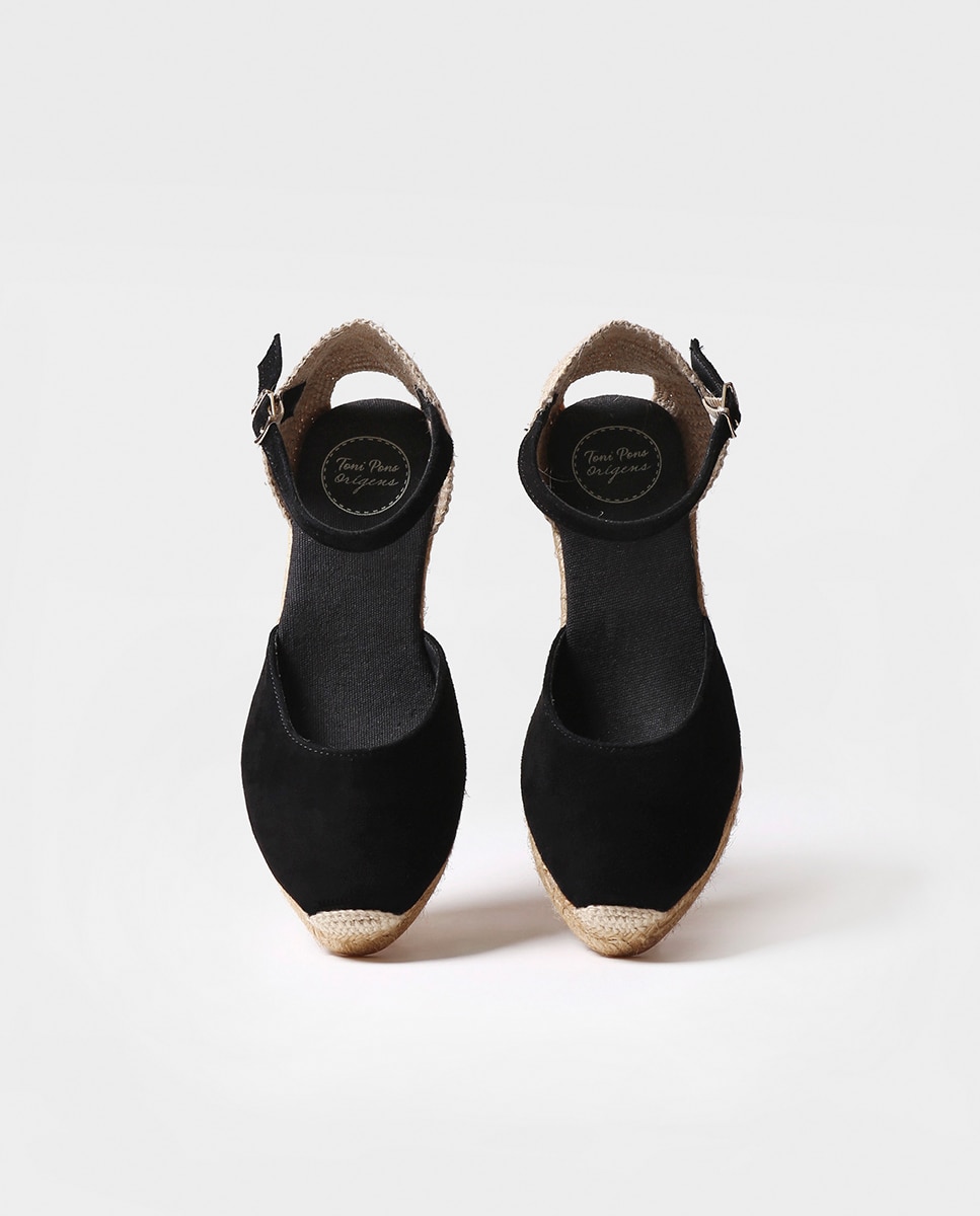 Alpercatas de Cunha em Camurça com Fivela Preto-3