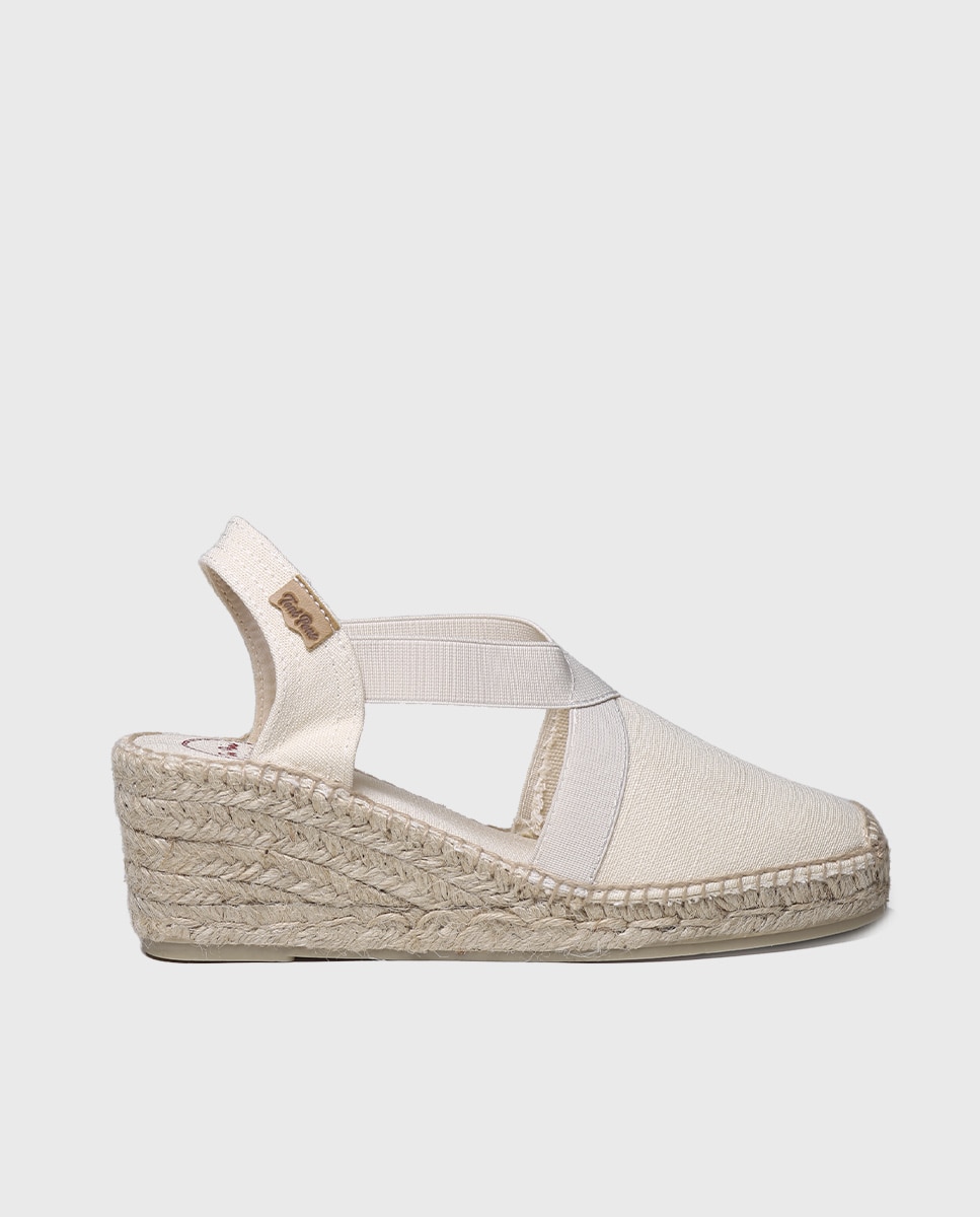 Alpercatas de Cunha em Tecido com Elásticos Cru-1