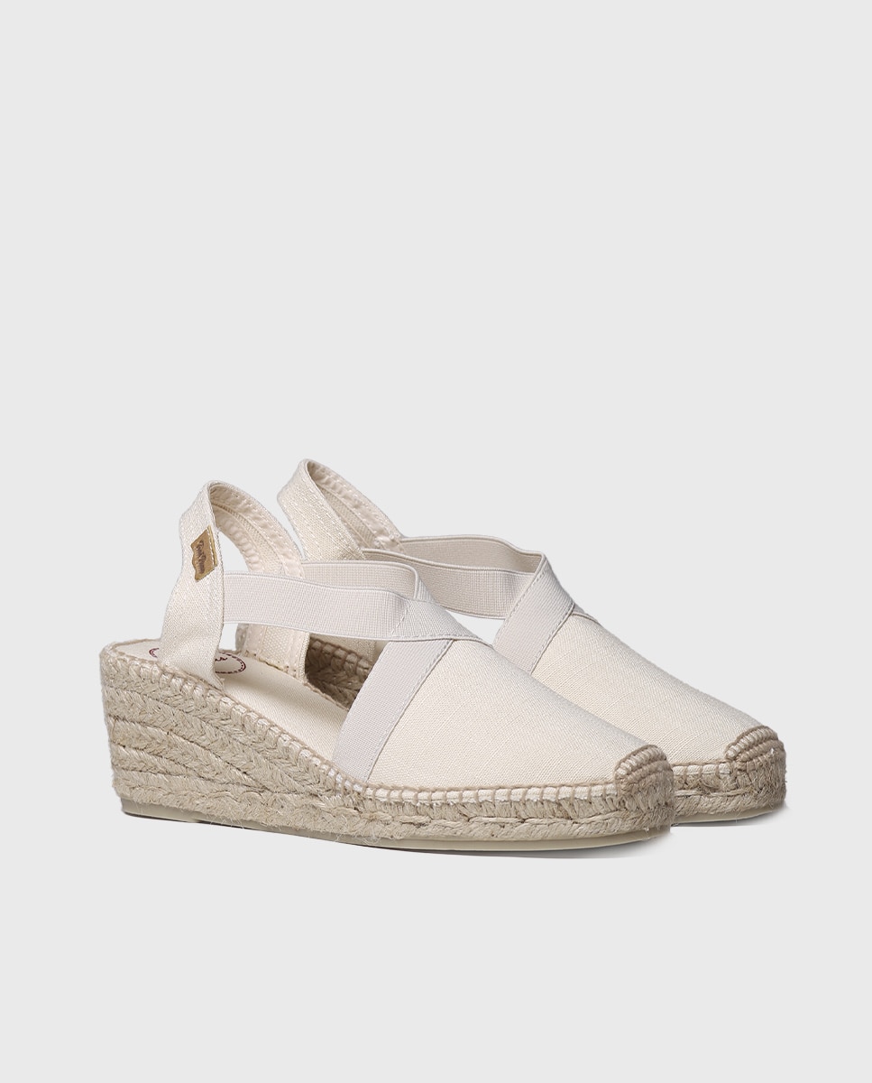 Alpercatas de Cunha em Tecido com Elásticos Cru-2