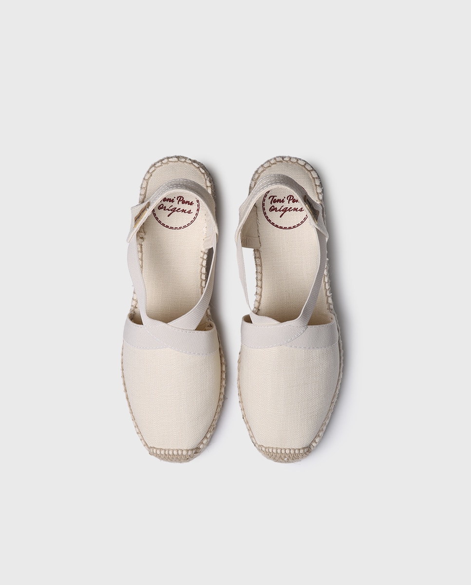 Alpercatas de Cunha em Tecido com Elásticos Cru-3