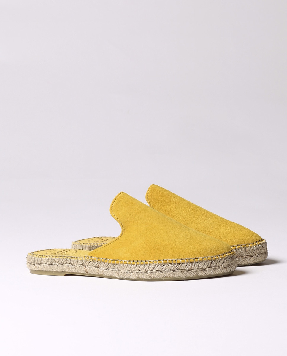 Alpercatas Rasas de Camurça Abertas Amarelo-2