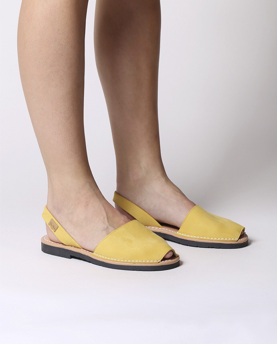 Menorquinas de Pele em Tons Lisos Amarelo-4
