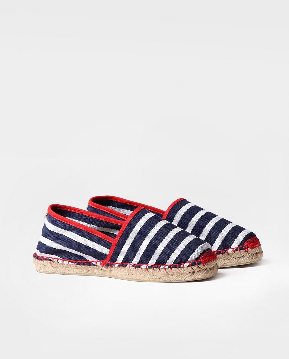 Alpercatas Rasas Unissexo de Tecido Às Riscas Estampado-2