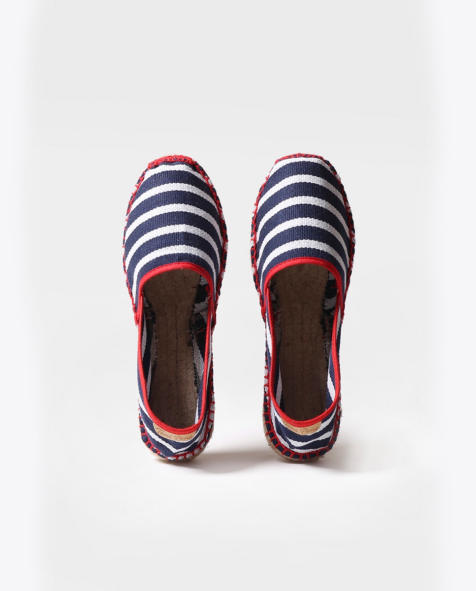 Alpercatas Rasas Unissexo de Tecido Às Riscas Estampado-3