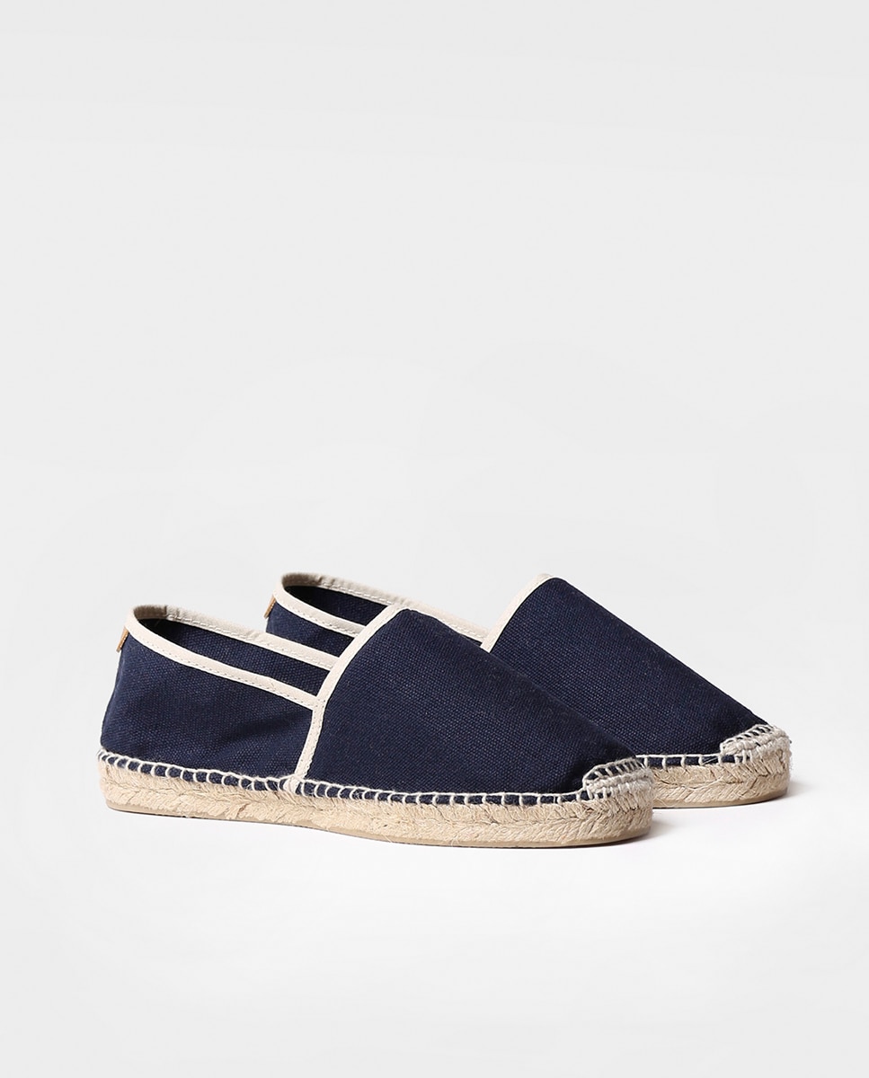 Alpercatas Rasas Unissexo de Tecido em Liso Azul-marinho-2