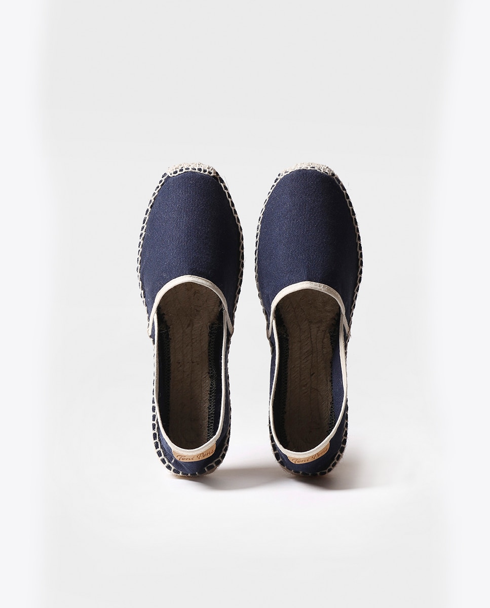 Alpercatas Rasas Unissexo de Tecido em Liso Azul-marinho-3